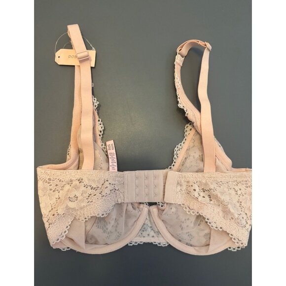 NEW Dobreva Women's Lace Bra 32E Pink Sexy Coverage Underwire Unlined 036 - Picture 2 of 2
